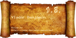 Vladár Benjámin névjegykártya